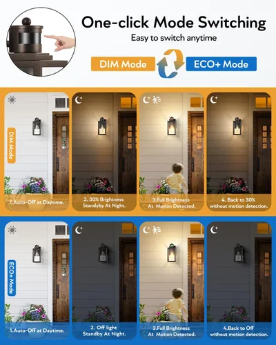 Vista 115 de VIANIS Lámpara de pared dorada para exteriores, sensor de atardecer a amanecer, apliques de montaje en pared exterior para casa, lámparas de pared