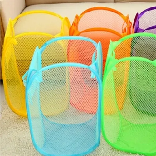 Vista 2 de DXMRWJ - Cestas de almacenamiento para ropa sucia, bolsa plegable de malla fácil para ropa sucia, cesta de ropa para dormitorio universitario