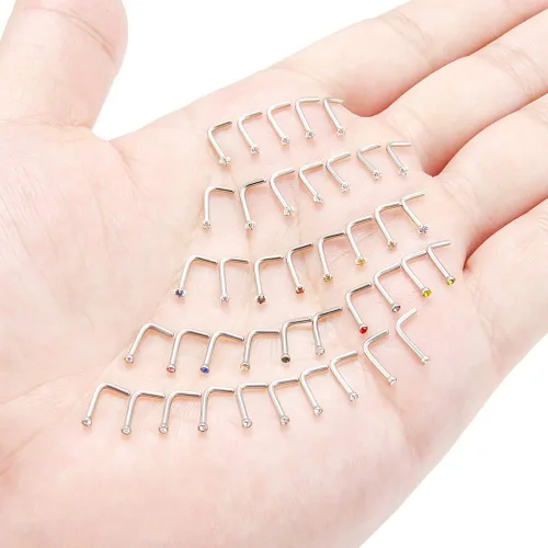 Vista 3 de Ruifan 10-40 piezas de piercings de acero quirúrgico, de circonio, para nariz, joyería, de 1.5mm 2mm 2.5mm 3mm