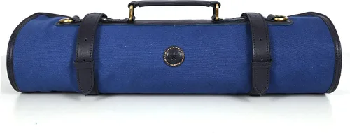 Vista 6 de Bolsa de piel enrollable para guardar cuchillos, 10 bolsillos elásticos y expansibles, correa ajustable/desmontable para el hombro, estuche de viaje