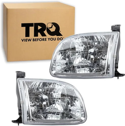 Vista 84 de TRQ Juego de Conjunto de Ensamble de Faros de 2 Piezas de Desempeño Halógeno con Marco Cromado Conductor y Lado del Pasajero Compatible con Mercedes