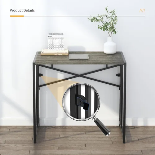 Vista 115 de Escritorio plegable de 47 pulgadas, no requiere montaje, mesa de oficina en casa, escritorio de campamento para computadora de juegos, color beige