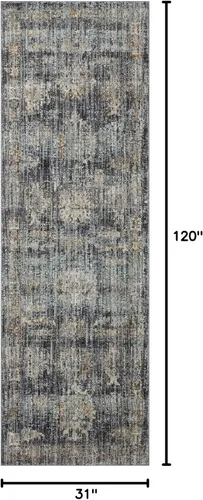 Vista 167 de Loloi Jean Stoffer Katherine Collection KES-02 Ocean/Coral 2'-7'' x 10'-0'', .25" Pile Height, Runner Rug
