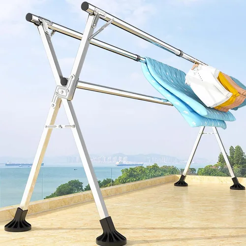 Vista 5 de This Stainless Steel Laundry Drying Rack, Foldable Clothes Drying Rack, Heavy Duty Clothing Drying Rack, Length Adjustable Garment Rack, with