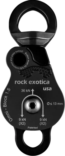 Vista 6 de Rock Exotica Omni-Block Swivel Pulley – High-Strength Swivel Pulley with Sideplate Access for Rigging – Made in The USA