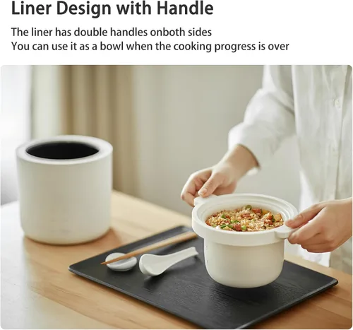 Vista 5 de Olayks - Mini olla arrocera de 2 tazas sin cocinar, pequeña olla eléctrica, con 4 funciones de cocción, preajuste de 24 horas y preservación