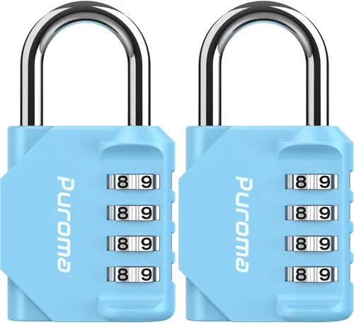 Vista 19 de Puroma - Candado impermeable de combinación de 4 dígitos, para intemperie, para casillero escolar o deportivo, valla, caja de herramientas, puerta