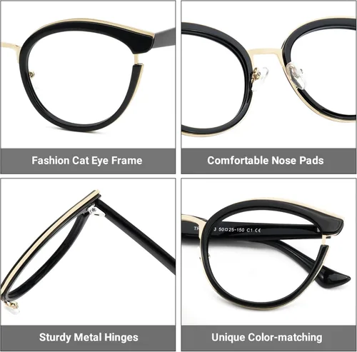 Vista 4 de Zeelool Marco clásico de gafas de ojo de gato con lente transparente sin receta para mujeres ZJGT414068