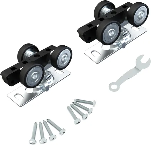 Vista 14 de JUBEST Juego de herrajes y rieles para puerta de bolsillo de grado comercial de 4 pies, herrajes para puertas correderas de 44.69 pulgadas