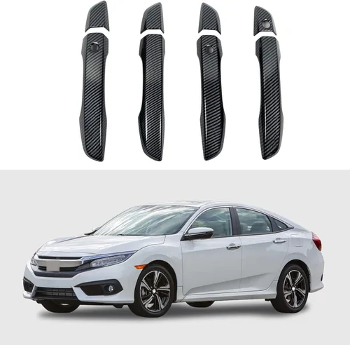 Vista 16 de Cubierta de Manija de Puerta Compatible con Honda Civic de 10ª Generación Sedan Hatchback Coupe Tipo R 2016 2017 2018 2019 2020 2021 Manijas