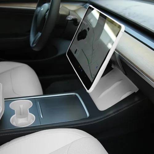Vista 12 de TOPABYTE 3 piezas de accesorios para consola central para Tesla Model Y 2021-2024 y Model 3 2021-2023, inserto para portavasos, protector de borde