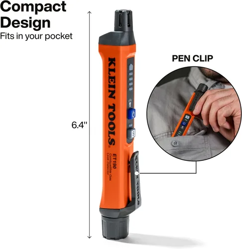 Vista 4 de Klein Tools Detector de fugas de gas ET190, amplio rango de detección, alertas audibles y LED, delgado y ligero