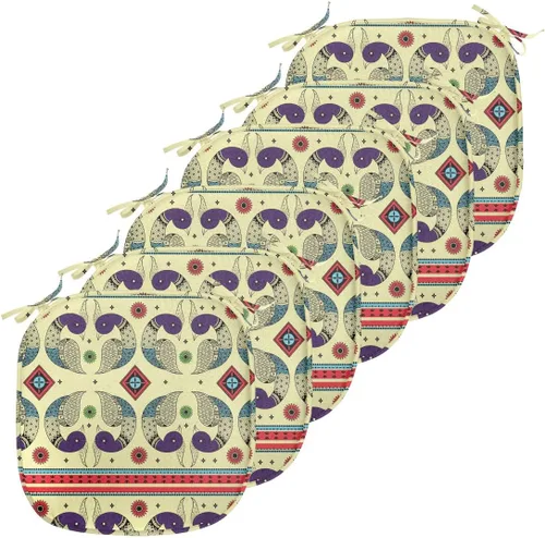 Vista 148 de Ambesonne Grunge Chair Seating Cushion, Retro Striped Background Pineapple Vintage Hippie Graphic, Anti-Slip Seat Padding for Kitchen & Patio