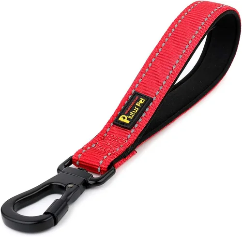 Vista 22 de PLUTUS PET Correa corta para perro, mango acolchado de nailon reflectante, correa de tráfico fuerte con clip de mosquetón, perfecta para perros Beige