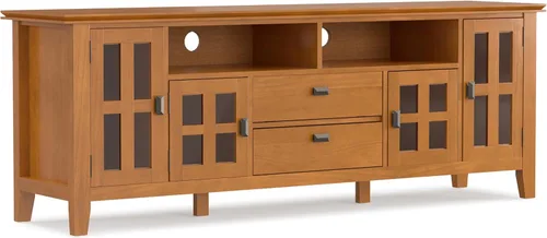 Vista 69 de SIMPLIHOME Artisan Solid Wood Wide TV Media Stand for TVs