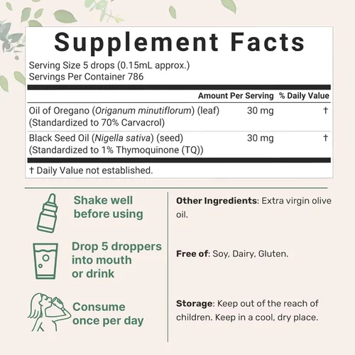 Vista 7 de Micro Ingredients Astaxantina 12 mg cápsulas blandas y aceite de orégano con gotas de aceite de semilla negra Paquete de 2 unidades Fuente
