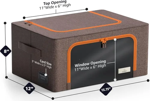 Vista 2 de Sorbus Cajas de almacenamiento, juego de cestas plegables apilables con ventana transparente grande y asas de transporte, para ropa de cama, ropa
