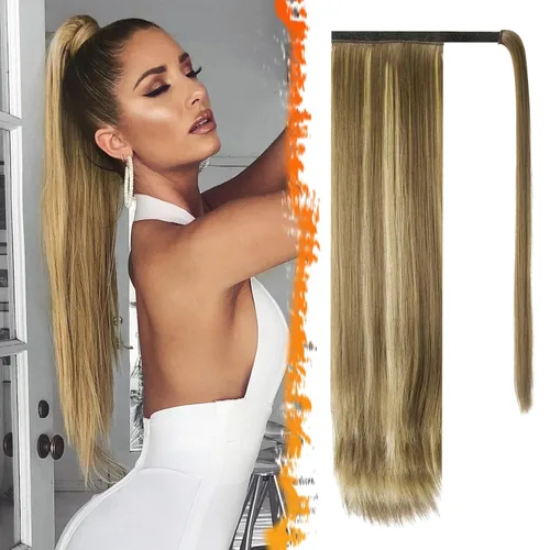Vista 25 de BARSDAR Extensión de Cola de Caballo Corta y Recta - Extensiones de Cabello de Cola de Caballo con Cordón de 14 Pulgadas en Negro para Mujeres
