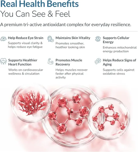 Vista 3 de WELLNESS EXTRACT Suplemento de astaxantina de 12 mg – Astaxantina AstaREAL™ con geranilgeraniol GG-Gold® y Tocotrienoles DeltaGold®, poderosos