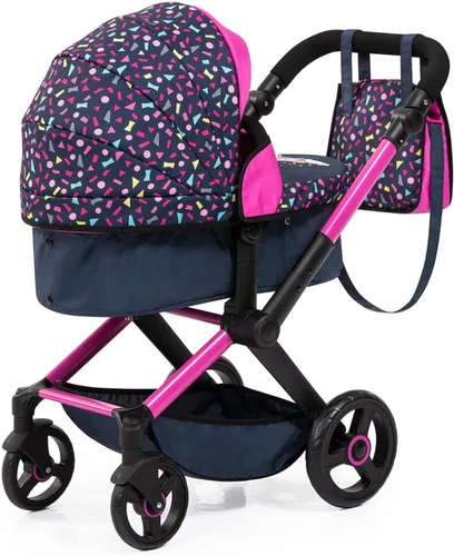 Vista 4 de Bayer: Cochecito Xeo: Formas Azul Marino y Rosa - Bolso a juego, asa ajustable, para muñecas de hasta 20", Edades 3+