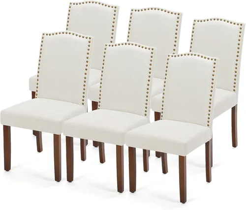 Vista 9 de DUMOS Juego de 2 sillas de comedor, sillas modernas para mesa de cocina con patas de madera y asiento acolchado para comedor, cocina, sala de estar