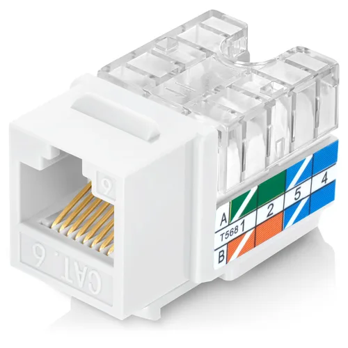 Vista 16 de Everest - Paquete de 10 conectores Keystone RJ45 Cat6A en ángulo de 90°, color blanco, conectores RJ45 hembra de perfil delgado, conector Keystone