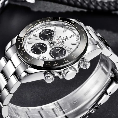 Vista 5 de BENYAR - Reloj de pulsera analógico con movimiento de cuarzo para hombre, resistente al agua y a los arañazos, correa de acero inoxidable, reloj