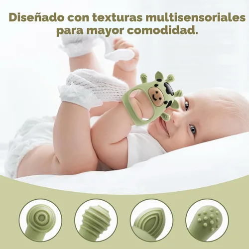 Vista 5 de Paquete de 2 juguetes de dentición para bebés de 0-6 y 6-12 meses, manoplas ajustables anti-caída para muñeca, juguetes masticables de bebé