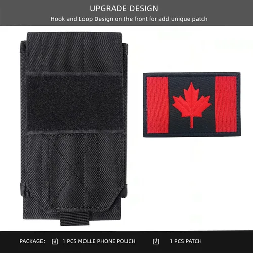 Vista 2 de Funda táctica negra Molle impermeable para teléfono celular, funda resistente para iPhone 11, 12, 13 Pro Max, menos de 6.7 pulgadas