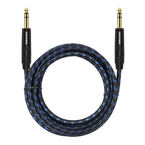 Vista 5 de DREMAKE Cable de guitarra macho a macho de 10 pies de 1/4 de pulgada, TRS de 1/4 de pulgada a 1/4 de pulgada, cable de audio para instrumento TRS