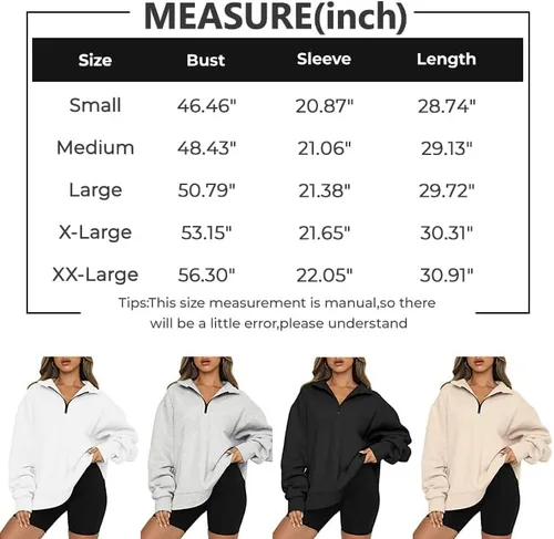 Vista 4 de AUTOMET Sudaderas de gran tamaño para mujer, sudaderas con capucha con cremallera de medio cuarto de largo, suéteres de manga larga