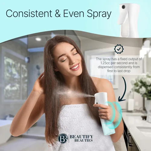 Vista 2 de BeautifyBeauties Botella de spray para el cabello – Spray de agua continuo ultrafino para peinado, limpieza, plantas, nebulización y cuidado