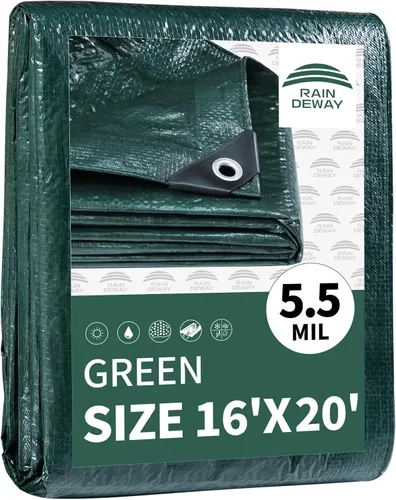 Vista 109 de RAINDEWAY Tarps 7x7 pies (paquete de 2) - 5.5 mil, cubierta de lona de polietileno impermeable multiusos con ojales de metal y bordes reforzados