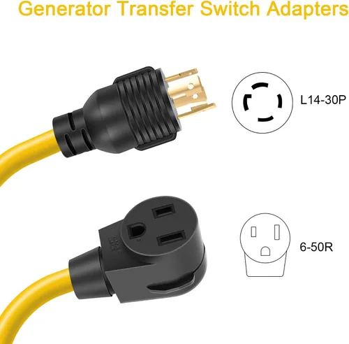 Vista 2 de Rophor Cable adaptador de soldador, cable de enchufe L14-30P Twist-Lock macho a 6-50R hembra, generador de 4 clavijas a 3 clavijas para cable
