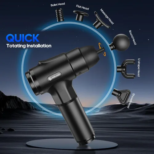 Vista 4 de AERLANG Pistola de masaje, masaje de espalda muscular de tejido profundo para atletas, alivio del dolor, masajeador de percusión con 6 cabezas