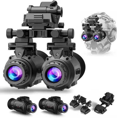 Vista 10 de GOYOJO Gafas de visión nocturna monocular montadas en casco, NVG HD 1080P con zoom 3X e infrarrojo ajustable, IP66 impermeable para caza