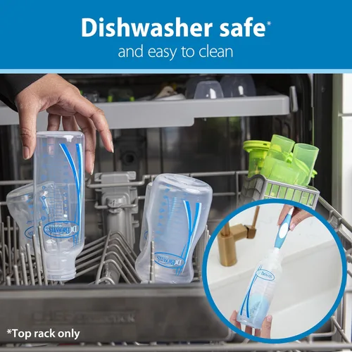 Vista 6 de Dr. Brown's Natural Flow Anti-Colic Options+ Biberón estrecho para bebé, cabra y ardilla, 8 oz/250 mL, con tetina de flujo lento nivel 1, libre