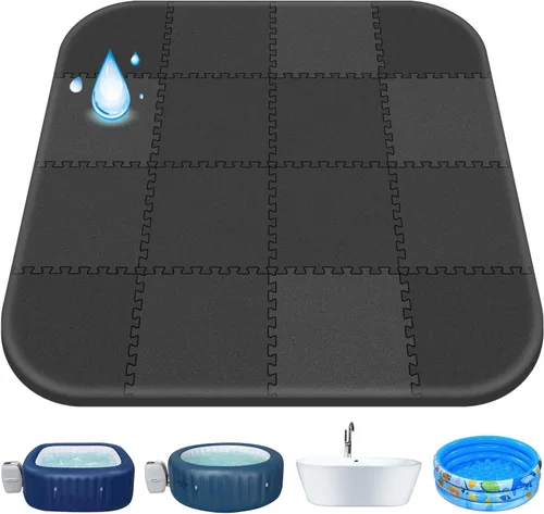 Vista 11 de Alfombrilla extra gruesa de 1/2 pulgada para bañera de hidromasaje de 85 pulgadas para accesorios inflables de bañera de hidromasaje, base acolchada