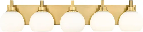 Vista 17 de Accesorios de Iluminación para Baño, Lámpara de Tocador para Baño de 5 Luces Negra y Dorada, Apliques de Pared Modernos de 32 Pulgadas con Pantalla