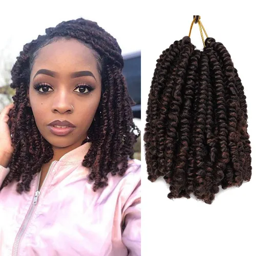 Vista 21 de Dorsanee Extensiones de cabello sintético corto estilo Bob Spring Twist de 6 pulgadas, 6 paquetes de extensiones de cabello sintético pretrenzado
