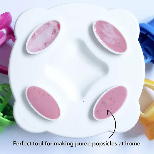 Vista 4 de Nuby Garden Fresh Fruitsicle Frozen Pop Bandeja, multicolor 1set 4 manijas