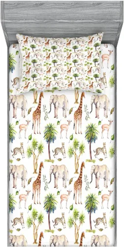 Vista 116 de Ambesonne - Juego de sábanas bajeras y fundas de almohada, diseño primaveral de acuarelas con jardín de hierbas y flores, juego de 4 piezas