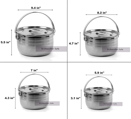 Vista 6 de Juego de utensilios de cocina para campamento, ollas y sartenes compactas de acero inoxidable para fogata Kit combinado con bolsa de viaje Juego