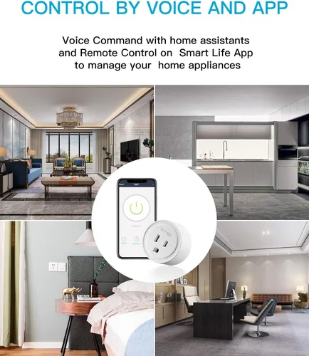 Vista 5 de KTMC Paquete de 4 enchufes inteligentes, compatible con Alexa y Google Home, no requiere concentrador, control remoto, certificado ETL