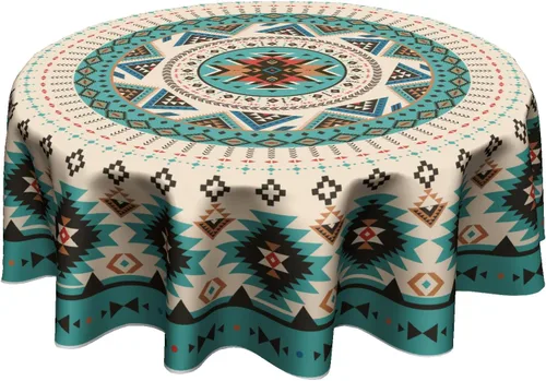 Vista 38 de Giwawa Mantel redondo de bola de Navidad de 60 pulgadas, impermeable, cubierta de mesa para el hogar, restaurante, cocina, picnic, decoración