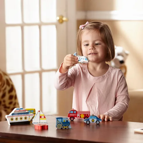 Vista 8 de Melissa & Doug Vehículos Rompecabezas grueso de madera - Avión, tren, coches y barcos (9 piezas)