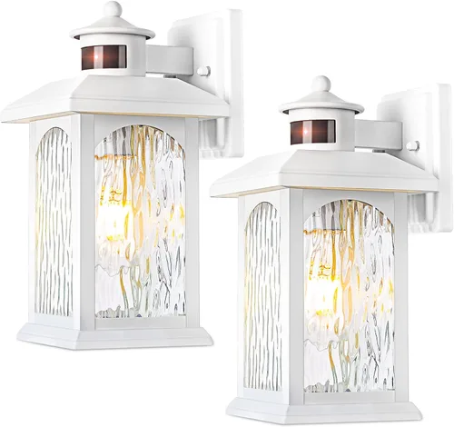 Vista 10 de FILIYANO - Linterna de pared blanca con sensor de movimiento para exteriores, del atardecer al amanecer, 1 paquete Anti-Rust, Waterproof Exterior