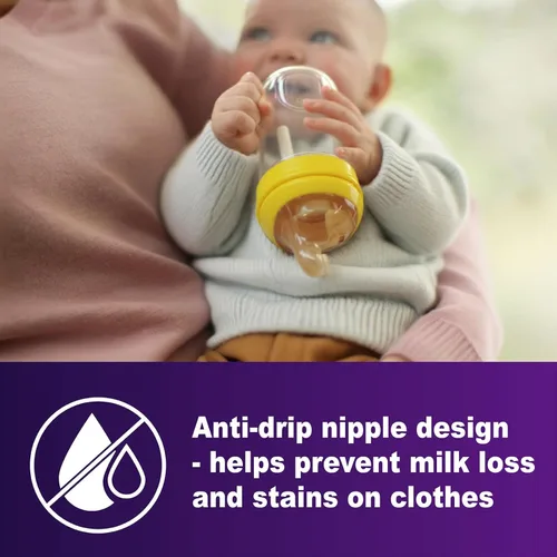 Vista 8 de Biberones de PPSU para recién nacidos, biberón anticólico de cuello ancho con pezón de silicona en ángulo, cierre natural y fácil de beber, sin BPA