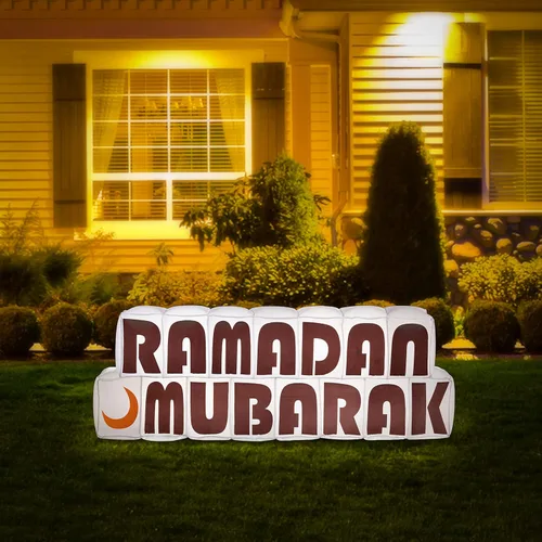 Vista 12 de The Muslim Holiday Shop - Luna creciente inflable y estrella para celebrar el comienzo y el final del Ramadán o Eid con luces LED, divertidas