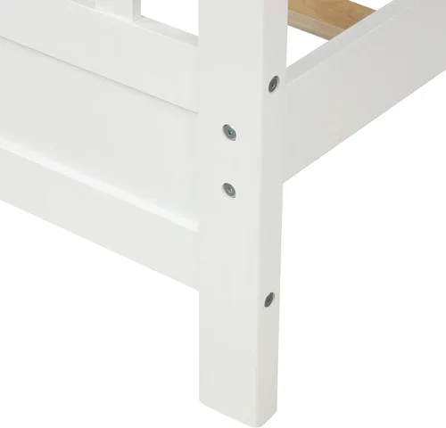 Vista 4 de Harper & Bright Designs Base de cama de plataforma blanca de tamaño matrimonial con cabecero y estribo, marco de cama matrimonial de madera